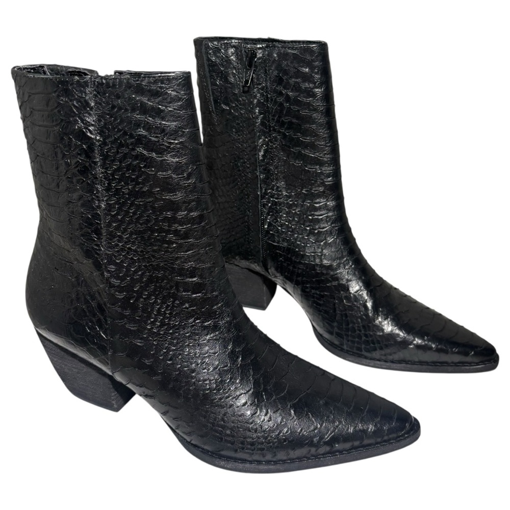 Matisse Caty Bootie Boot‎ Black Croc Print Leather Size 9 Women